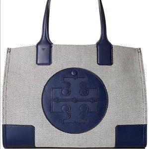 Tory Burch Ella Canvas Large Tote NWT Navy